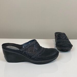 Clarks Black Artisan Wedge Mules
